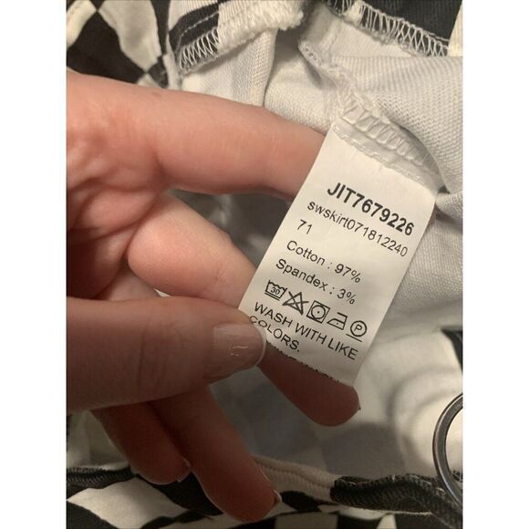 Shein Womens Black White Checked Mini Skirt Denim Jean Small - Picture 5 of 5